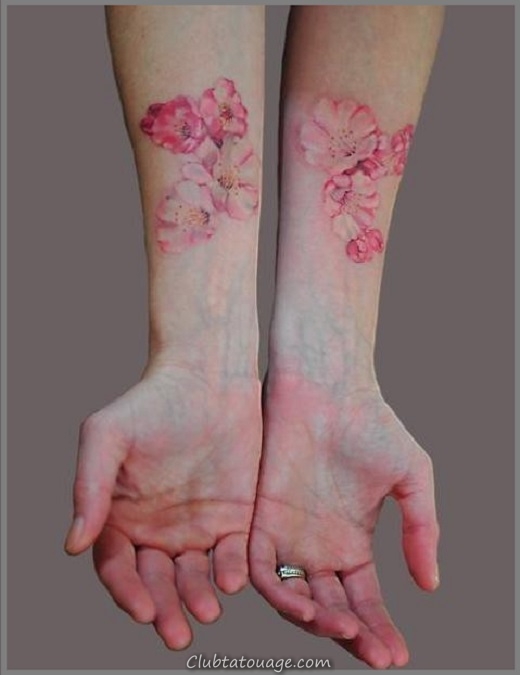 Colorful fleurs de cerisier Tattoo Designs
