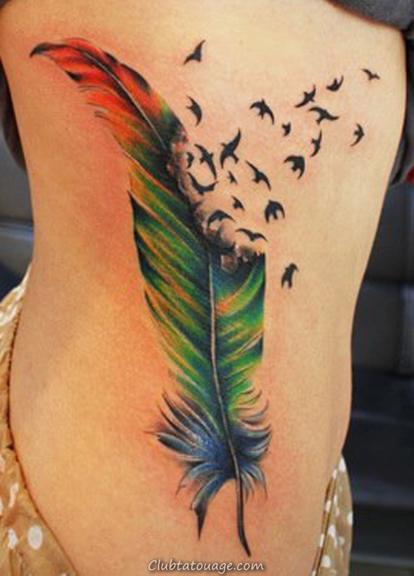Les meilleurs conceptions et idées de tatouage Aquarelle Feather