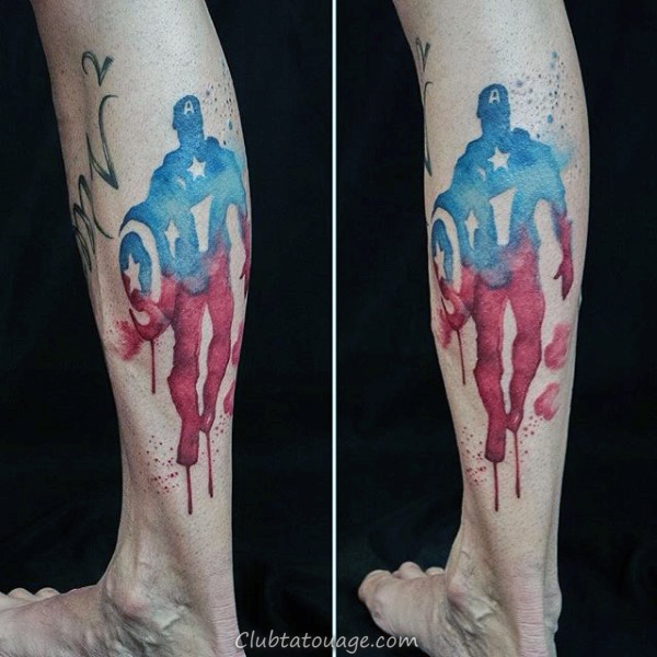 70 Captain America Tattoo Designs For Men - Idées Superhero encre