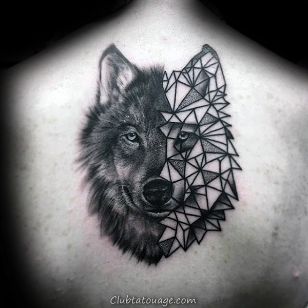 90 Geometric Loup Tattoo Designs For Men - Idées Manly encre