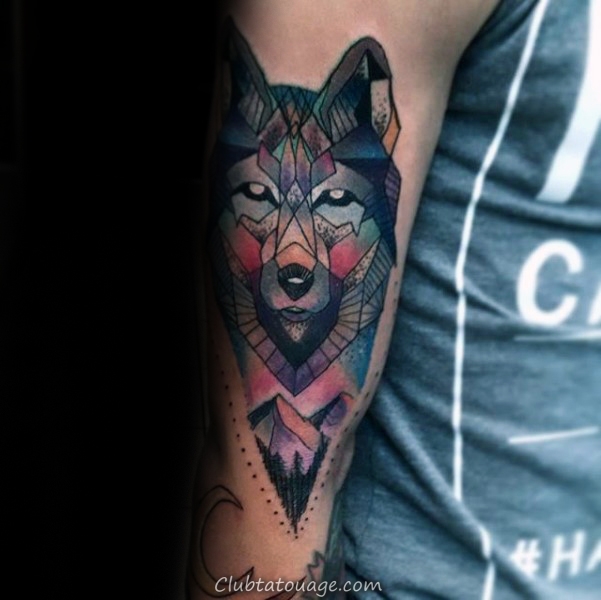 90 Geometric Loup Tattoo Designs For Men - Idées Manly encre