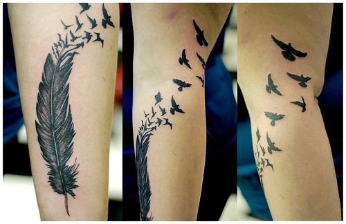 Tatouages ​​significatifs de plumes de corbeau