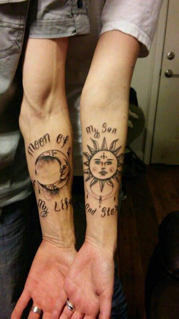 Meilleur 125 conceptions de tatouage de soleil et de lune pour des hommes et des femmes