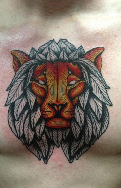 Dessins de tatouage de poitrine de lion