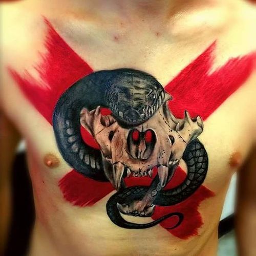 Dessins superbes de tatouages ​​de crâne et de serpent