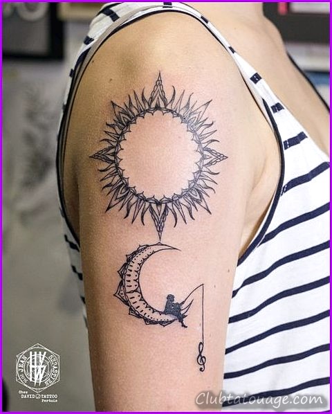 Tatouages de soleil et de lune pour les tatouages bras ou épaules