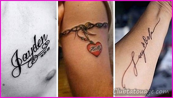 Exemple de tatouages avec le prénom sur celui-ci