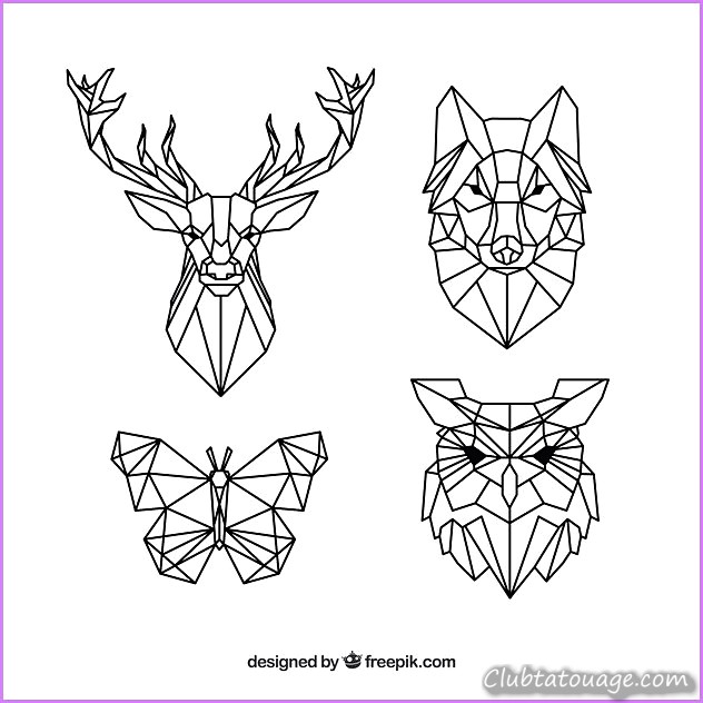 Tatouages polygones géométriques et animaux
